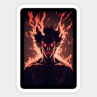 Anime Dark Demon with Fire Hair Angry Sticker